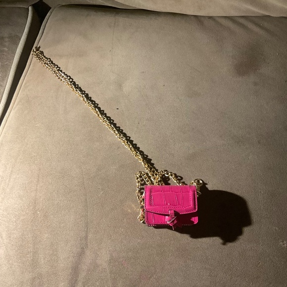 Kate Spade Micro Mini Crossbody – Hot Pink Croc w/ Gold Chain - Picture 3 of 3